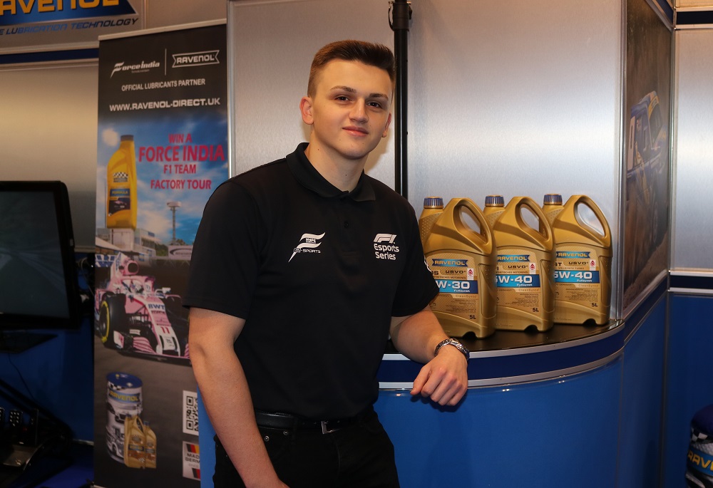 Marcel Kiefer on Ravenol stand at Autosport